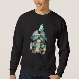 Indian Tribal Motif Cute Native American Gnome Mo Sweatshirt