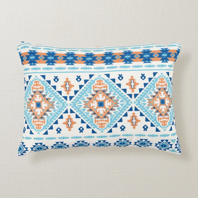 Indian Tribal Rug Ornament Pattern Accent Pillow (Front)