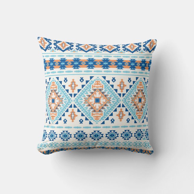 Indian Tribal Rug Ornament Pattern Throw Pillow (Front)