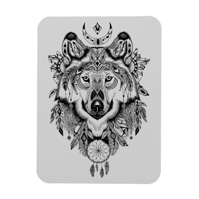 Indian Tribal Wolf Magnet (Vertical)