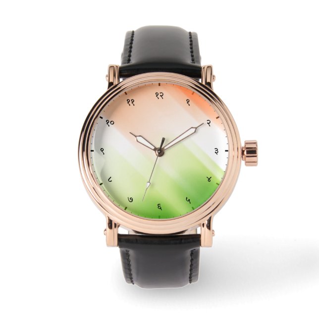 Indian Tricolor Flag with Hindi Sanskrit Numerals Watch (Front)