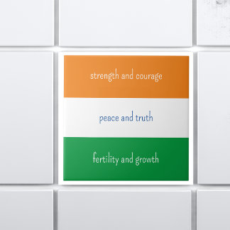 Indian Tricolour Flag Tiranga & Meaning of Colours Tile