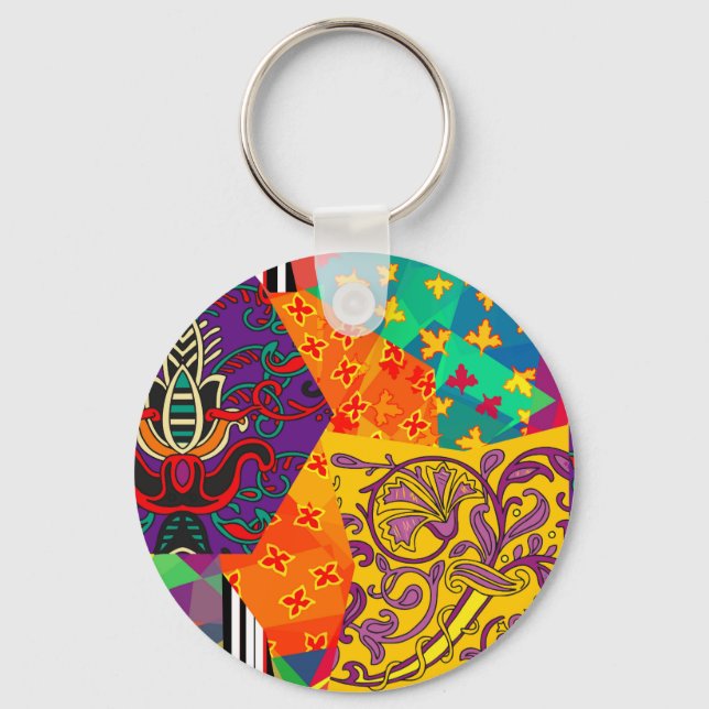 Indian Turkish Festive Patchwork Mandala Keychain (Front)