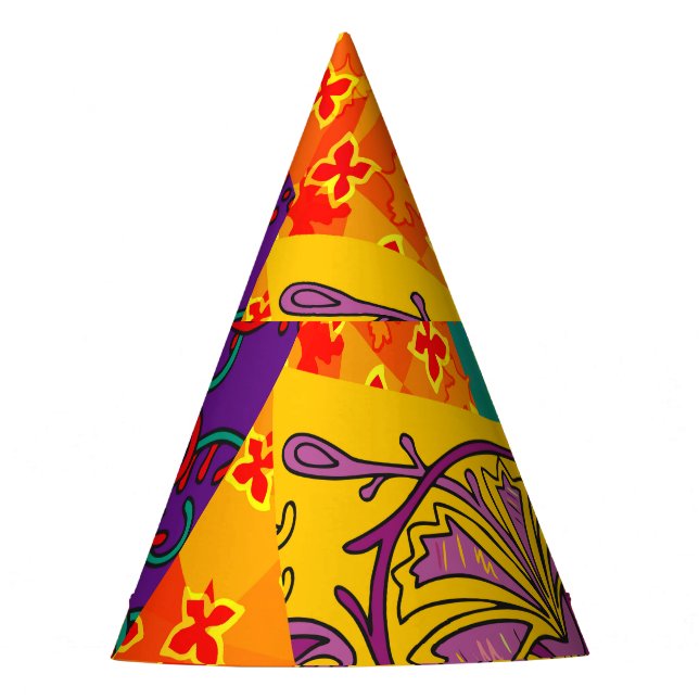 Indian Turkish Festive Patchwork Mandala Party Hat (Front)