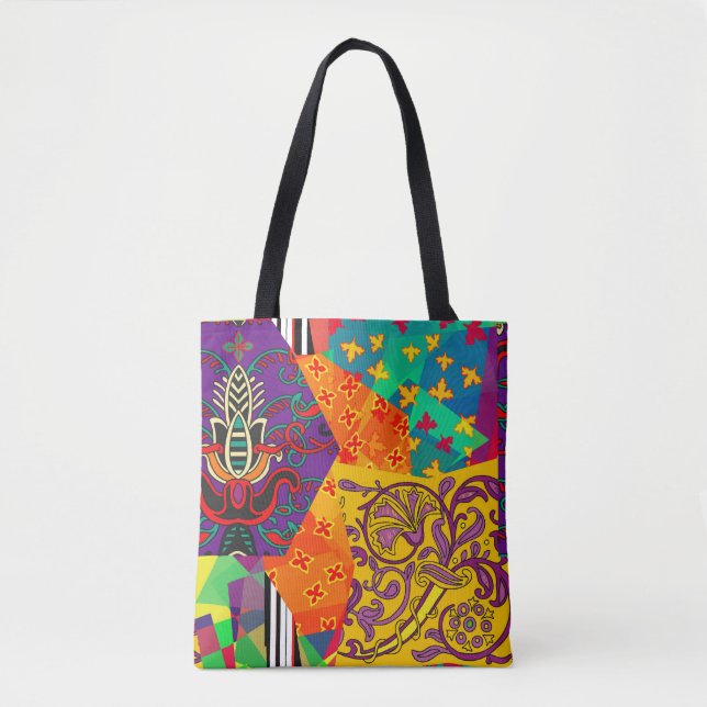 Indian Turkish Festive Patchwork Mandala Tote Bag (Front)