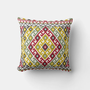 Indian Turkish Geometric: Vintage Background Tile Throw Pillow