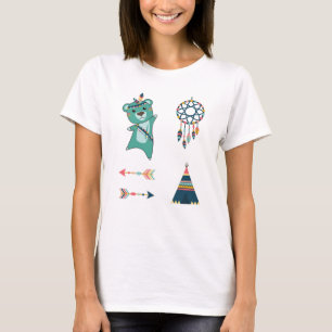 Indian Turquoise Bear Stickers Tipi T-Shirt