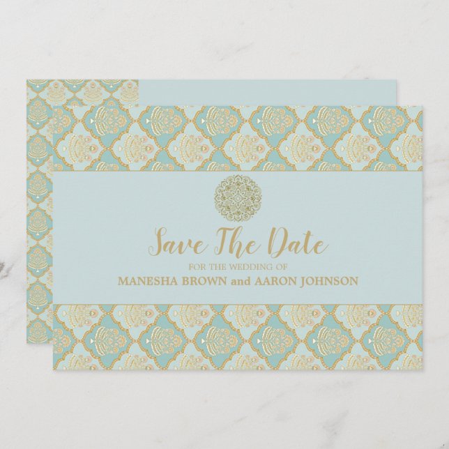 INDIAN TURQUOISE - Flat Save The Date Card (Front/Back)