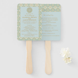 Indian Turquoise - Wedding Program Fan
