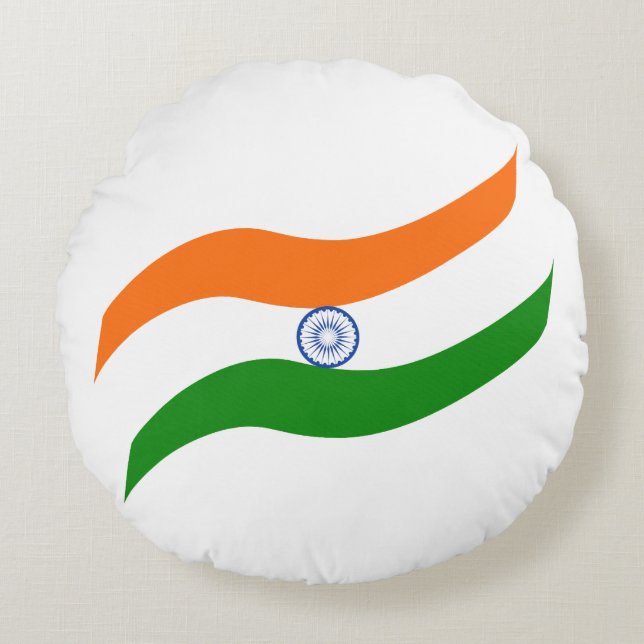 Indian undulating flag round pillow (Front)