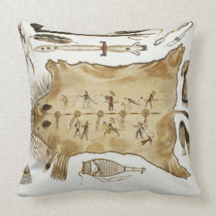 Indian Utensils and Arms, plate 21 from Volume 2 o Throw Pillow
