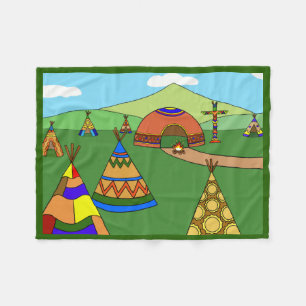 Indian Village Fleece Blanket