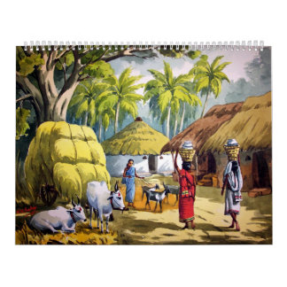 Indian village painting calendar
