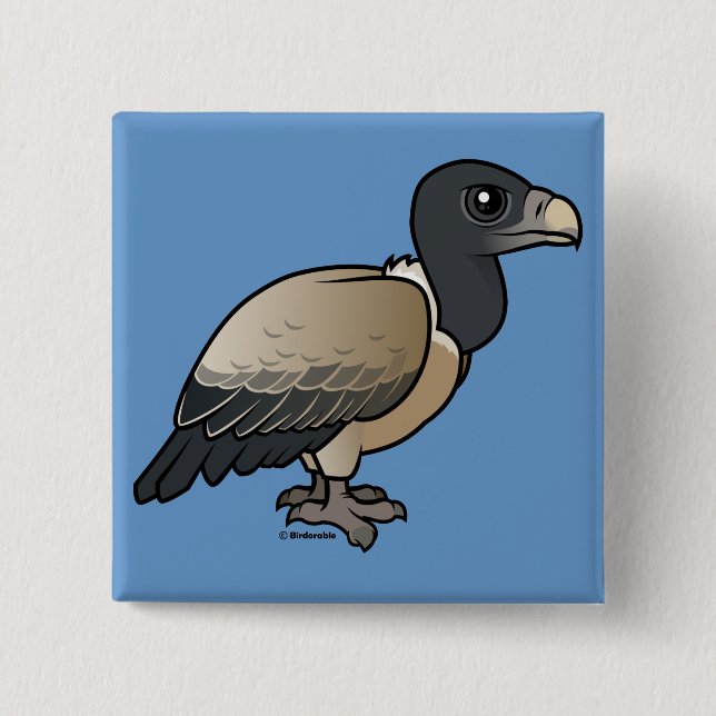 Indian Vulture 2 Inch Square Button (Front)