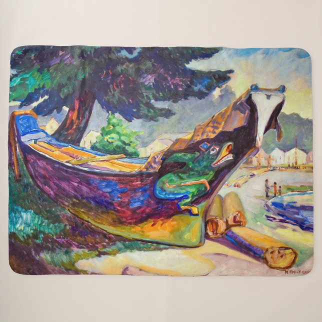 Indian War Canoe | Emily Carr | Sherpa Blanket (Front (Horizontal))