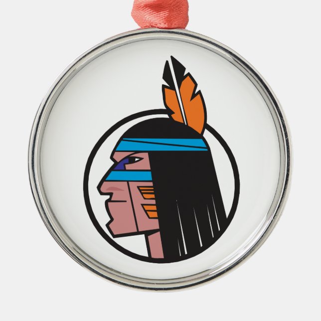 Indian Warrior Head Metal Ornament (Front)