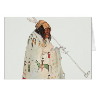 Indian Warrior with Pipe Portrait by Karl Bodmer