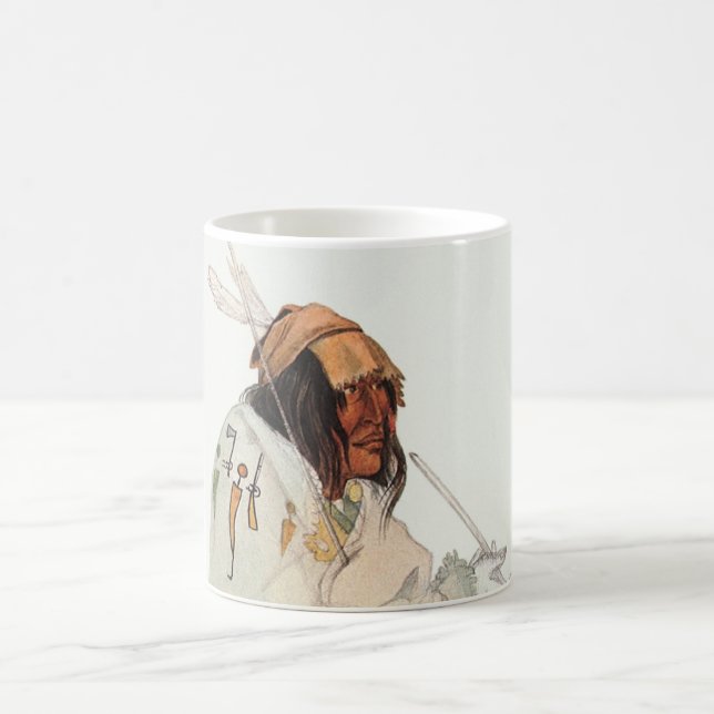 Indian Warrior with Pipe Portrait by Karl Bodmer Coffee Mug (Center)