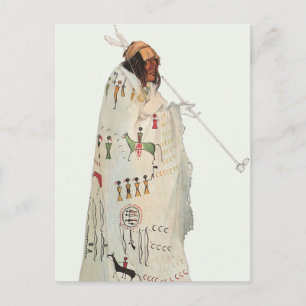 Indian Warrior with Pipe Portrait by Karl Bodmer Postcard