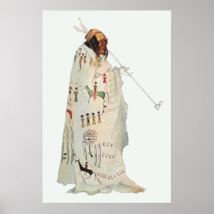 Indian Warrior with Pipe Portrait by Karl Bodmer Poster