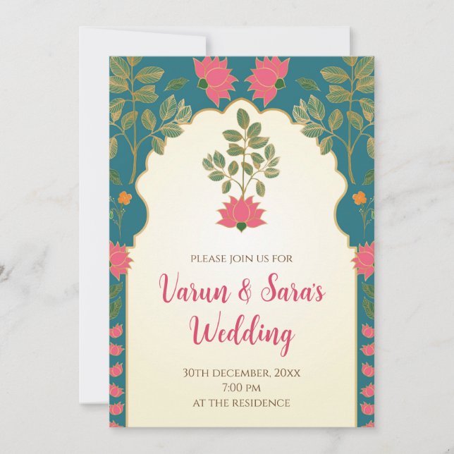 Indian wedding card Digital Hindu invitations (Front)