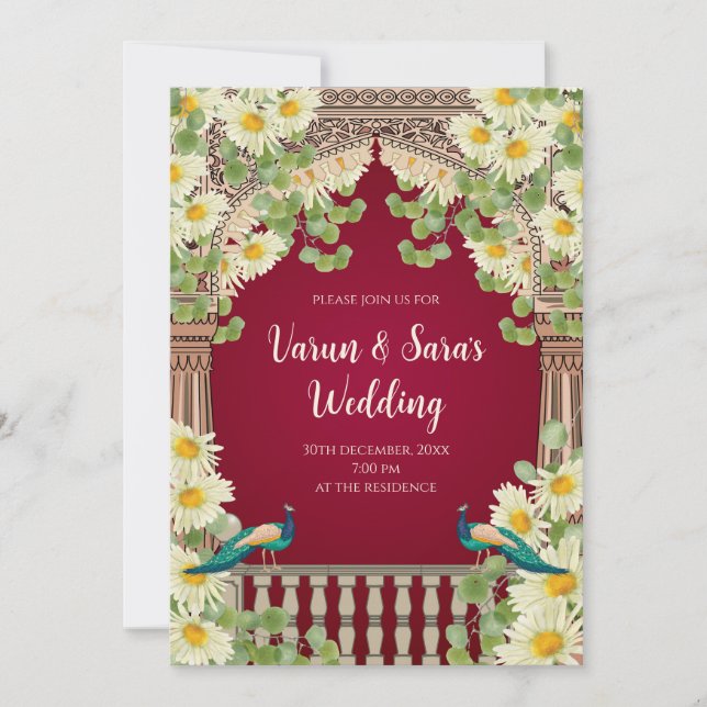 Indian wedding card Digital Hindu invitations (Front)