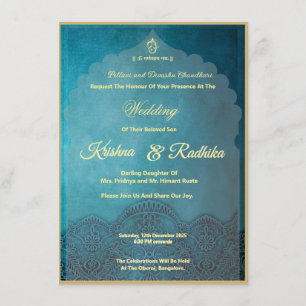 Indian wedding elegant Ganesha  Announcement