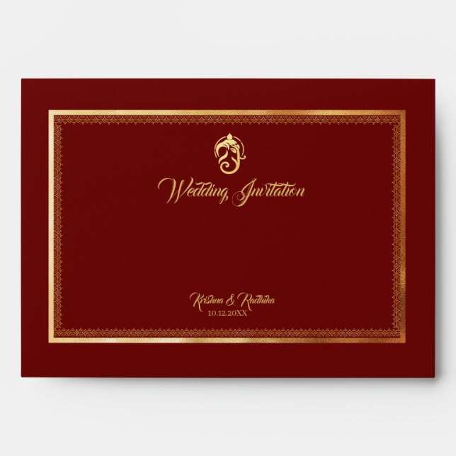 Indian Wedding Ethnic Luxury  Envelope (Front)