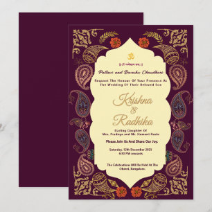 Indian wedding ethnic luxury Hindu invitation