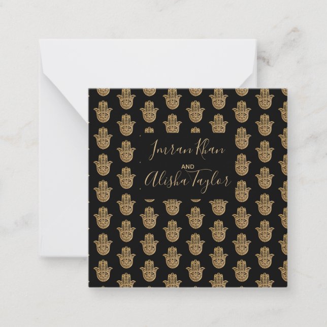 Indian Wedding Gold hamsa Henna Announcement (Front)