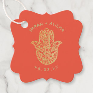 Indian Wedding Gold hamsa Henna Favour Tags