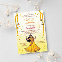 Indian wedding Haldi pithi bride cartoon