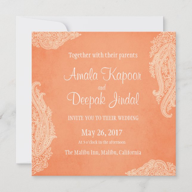 Indian Wedding Invitation, Gold, Hindu Wedding Invitation (Front)