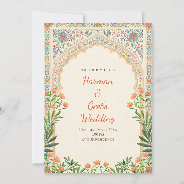 Indian Wedding invitation Hindu Wedding card (Devant)