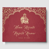 Indian Wedding Invitation, Red, Gold, Ganesha