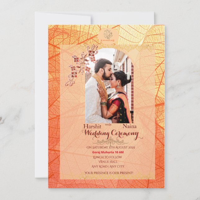 Indian wedding Invitation with QR code (Front)
