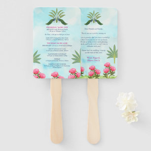 Indian wedding itinerary hand fan, thank you card fan