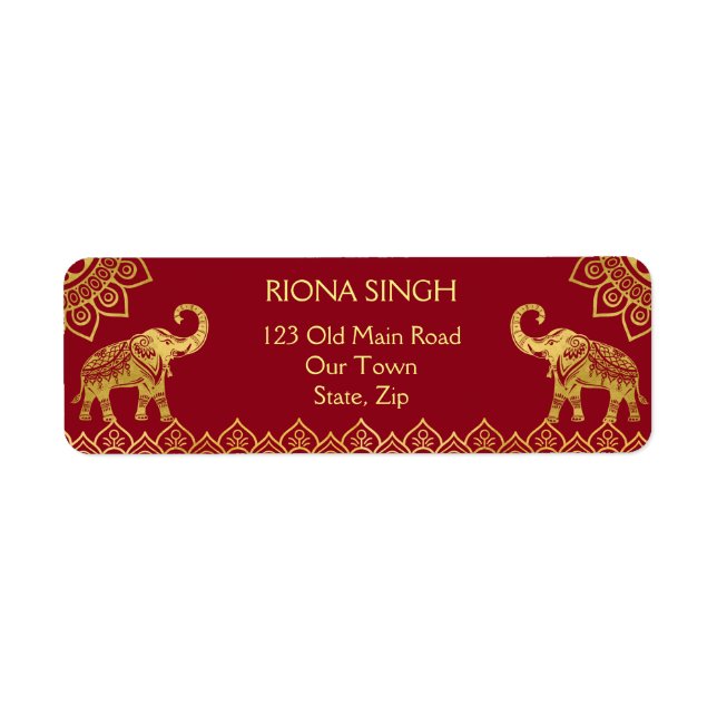 Indian wedding maroon gold elephants (Front)