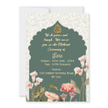 Indian Wedding Mehendi Ceremony Invitations 