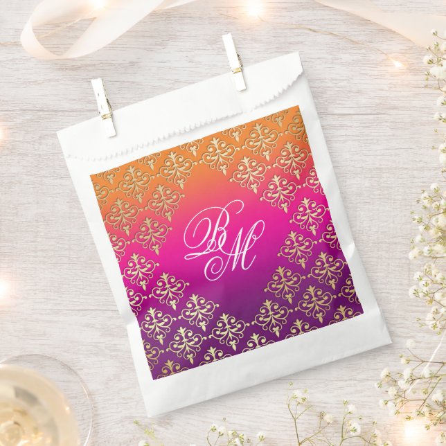 Indian Wedding Pink Purple Orange  Favour Bag (Clipped)