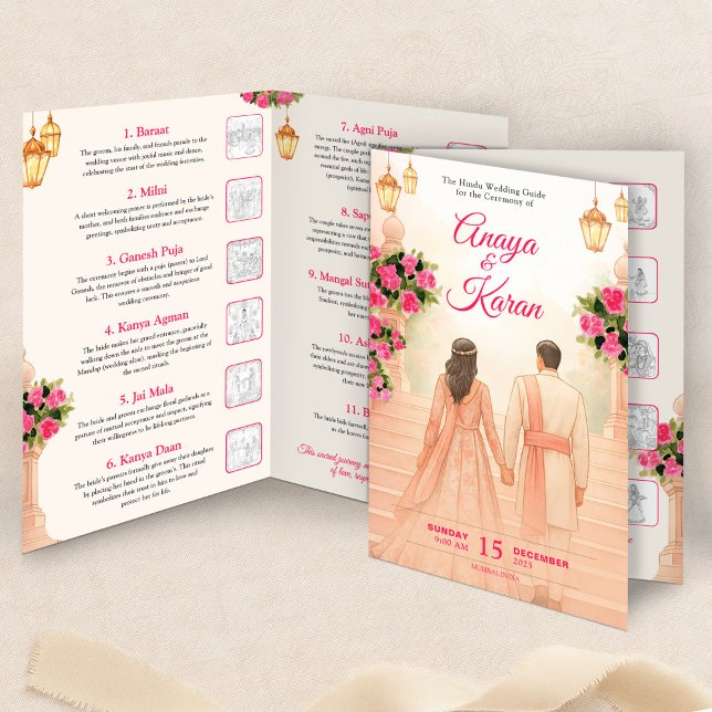 Indian Wedding Program Guide Hindu Ceremony Shaadi (Elegant Indian Wedding Program Hindu Ceremony Guid Flyer)