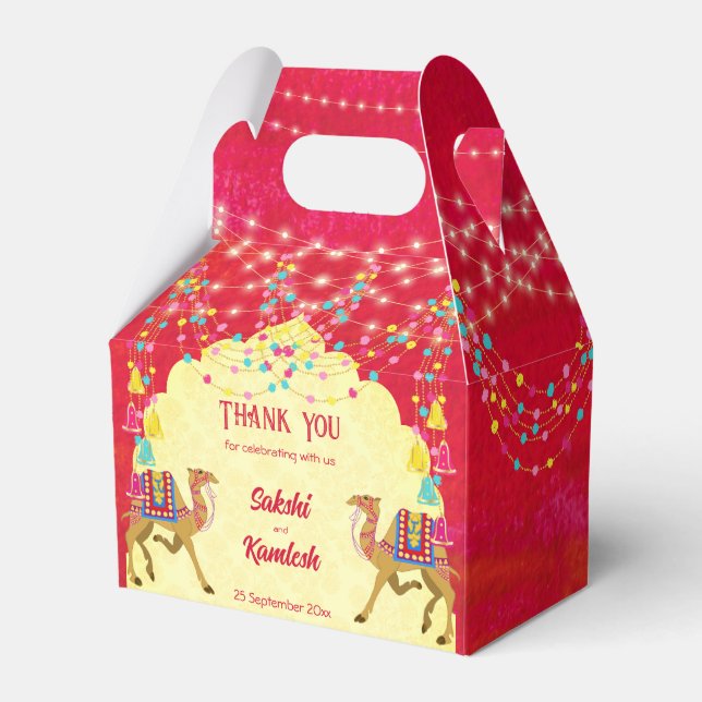 Indian wedding Rajasthani camels colourful Favor Box (Front Side)
