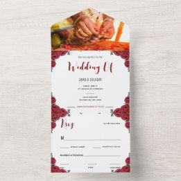 Indian Wedding Rose Floral Theme All In One Invitation
