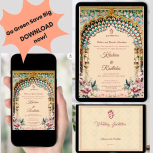 Indian wedding Royal ethnic luxury invitation