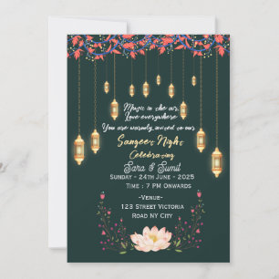 Indian Wedding Sangeet Night Ceremony Invitations 