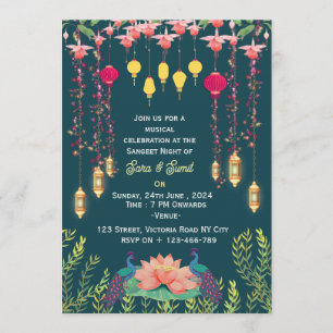 Indian Wedding Sangeet Night Invitations 