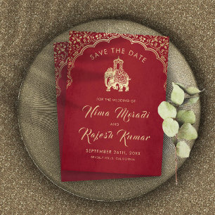 Indian Wedding Save The Date Gold Ganesha Invitati Invitation