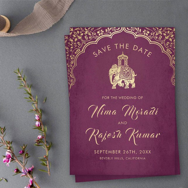 Indian Wedding Save The Date Gold Ganesha Invitati Invitation (Creator Uploaded)