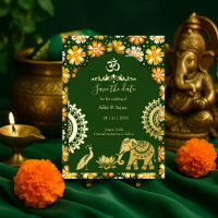 indian wedding save the date gold indian motif