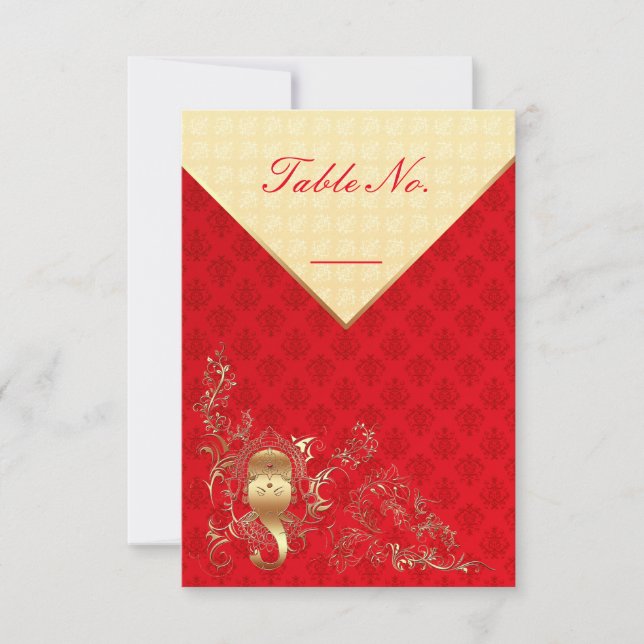 Indian Wedding - Table Number Card (Front)